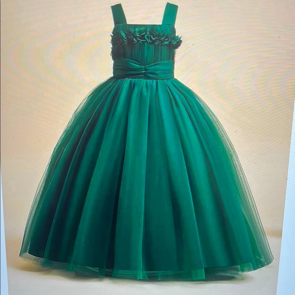 Elegant Green Kids Dress perfect condition worn once NO PETTICOAT